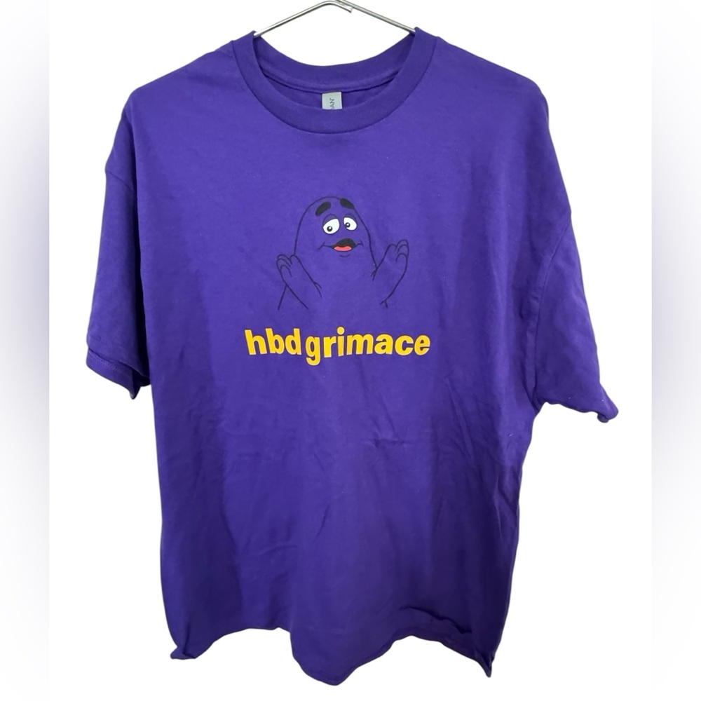 Happy Birthday HBD Grimace McDonalds Gildan Purple Heavy Cotton T-Shirt Men’s XL